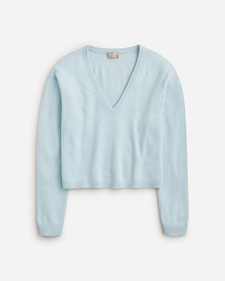 Cashmere Relaxed Cropped V-Neck Sweater