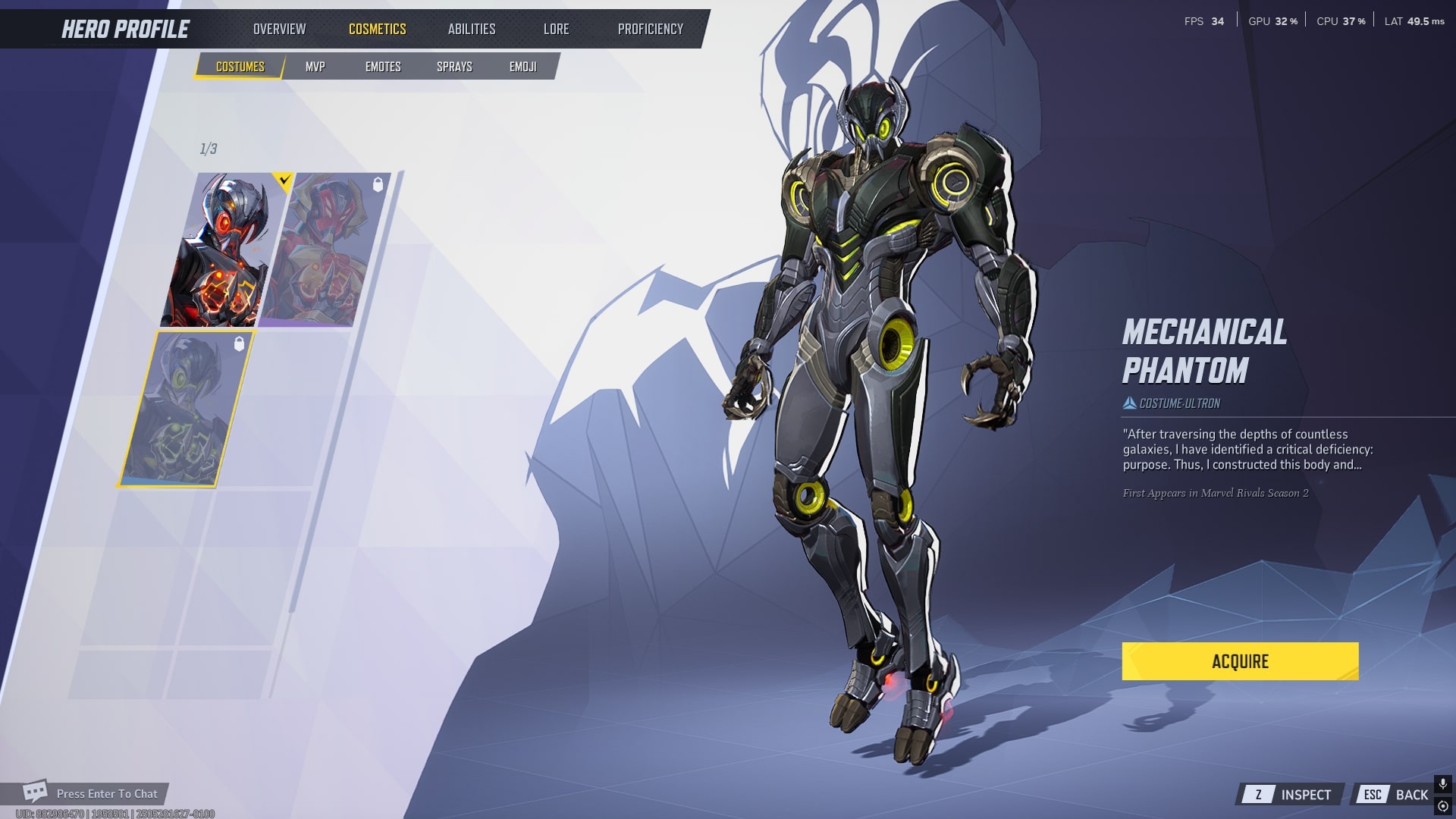 Marvel Rivals Ultron costume mechanical phantom