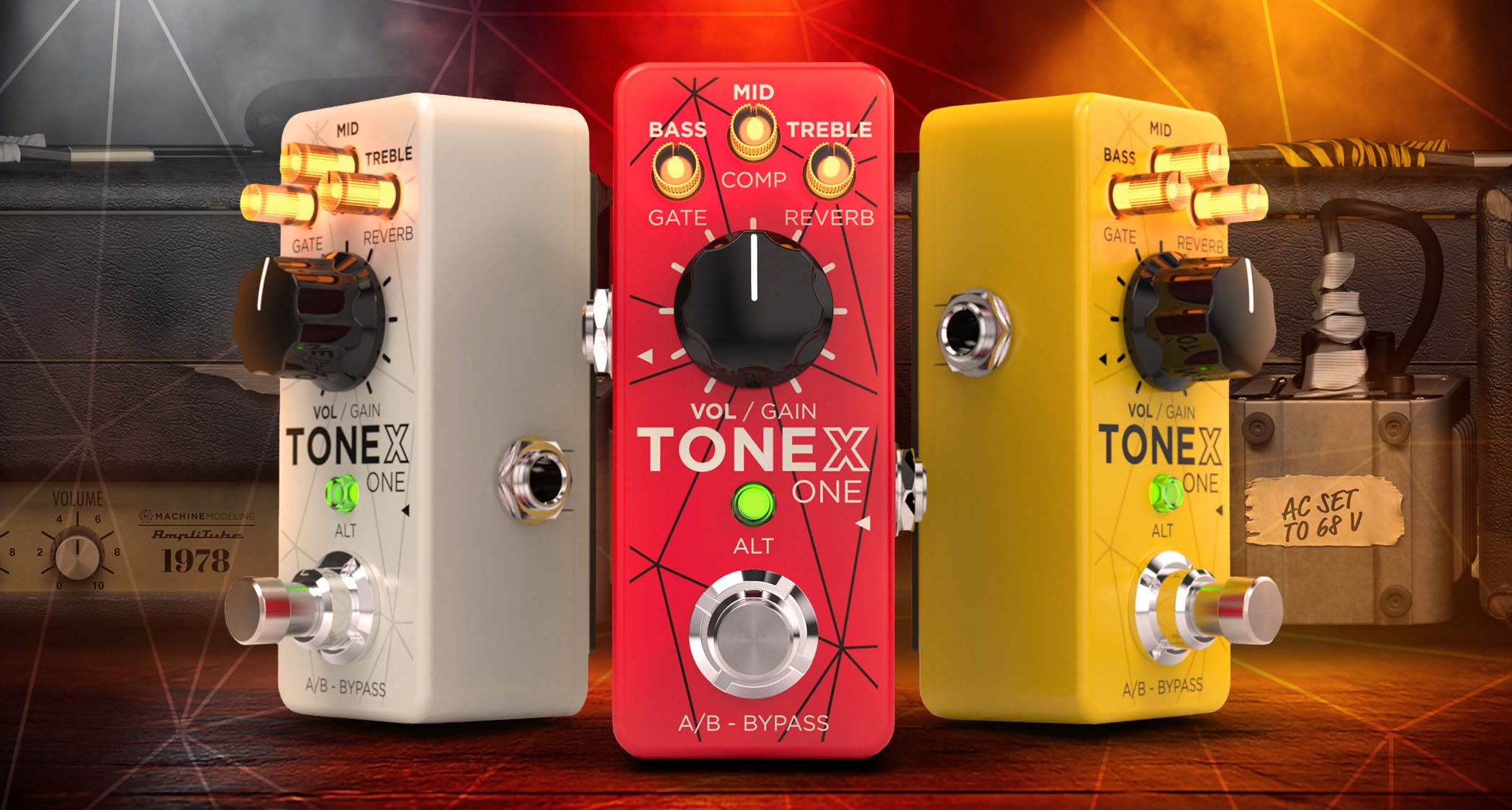 IK Multimedia Tonex One Brown Sound Anthology Limited Edition: these special run mini pedals offer the Tonex One in red, yellow and white, each presenting a specific era of EVH&#039;s classic tone.