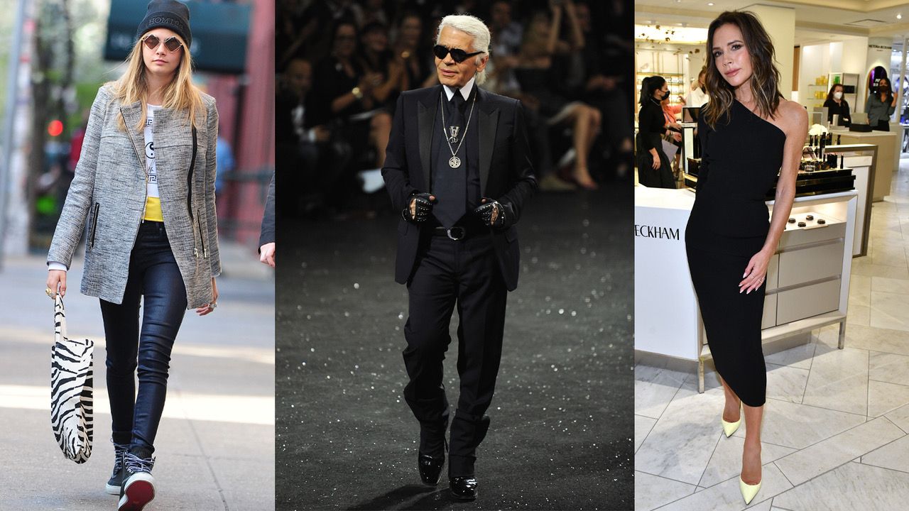 Cara Delevigne, Karl Lagerfeld and Victoria Beckham in composite image