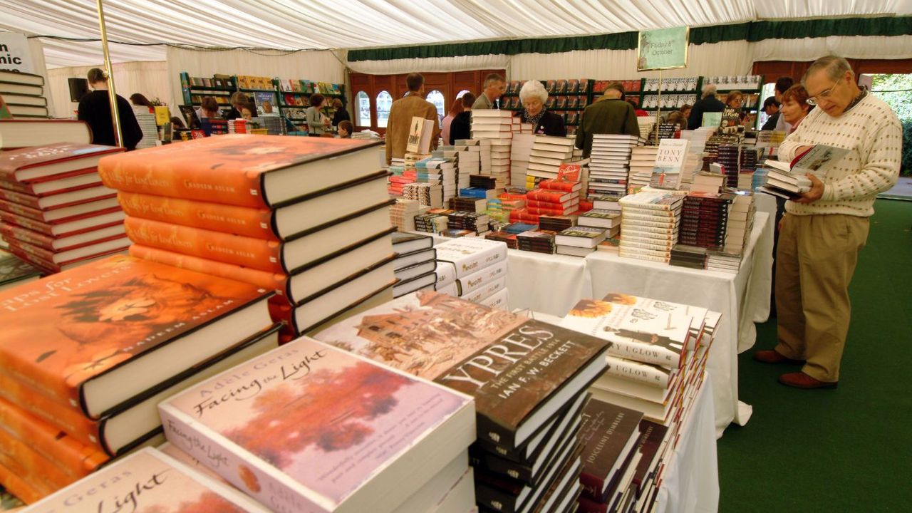 A book tent at Cheltenham Literature Festival 