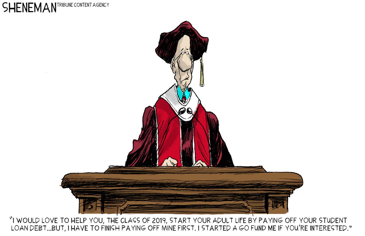 Editorial Cartoon U.S. Student Loan Debt Commencement Crowdfunding