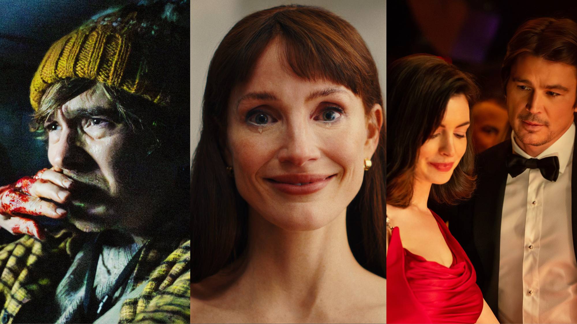 Austin Abrams in "Resident Evil," Jessica Chastain in "Other Mommy," and Anne Hathaway and Josh Harnett in "Verity"