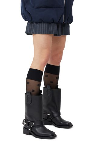 Schwarze Bikerstiefel mit mittlerem Schaft