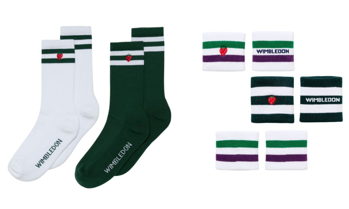 an image of the product shots for the Wimbledon socks and sweatbands against a white background