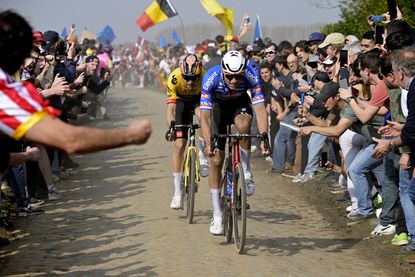 Wout van Aert and Mathieu van der Poel at Paris-Roubaix 2023