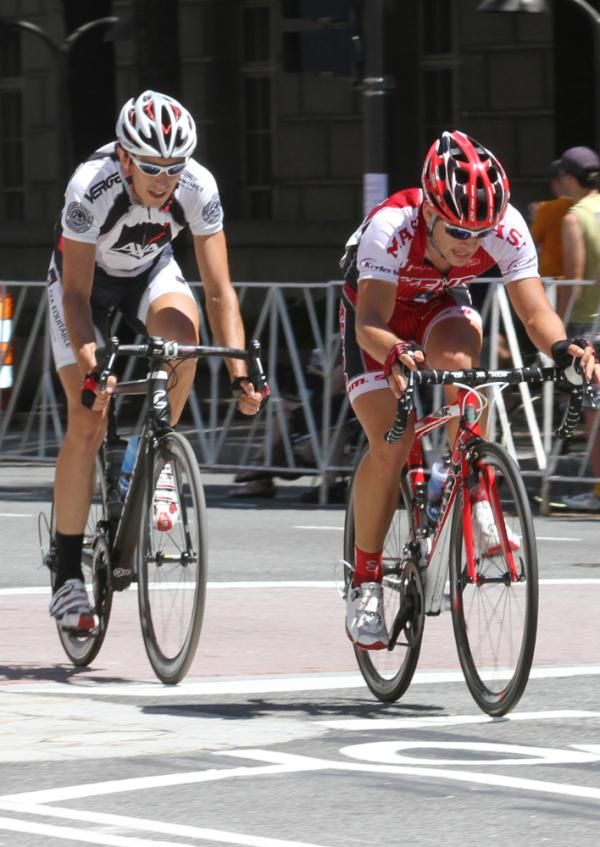 Mike Margarite (AXA Equitable) covers a Kenda rider's move.