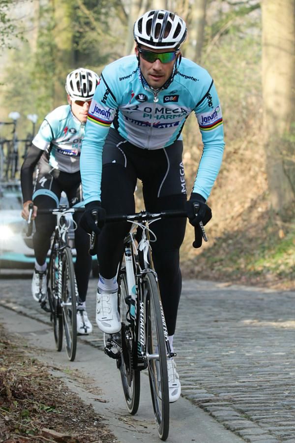 Tom Boonen (Omega Pharma-Quickstep) trains on the Taaienberg