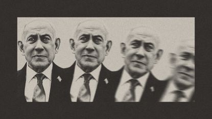 Illustration of Benjamin Netanyahu toppling over