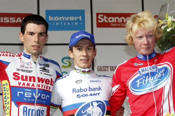 Koppenbergcross U23 men's top-3 (l-r): Vinnie Braet, Lars van der Haar and Jan Nesvadba