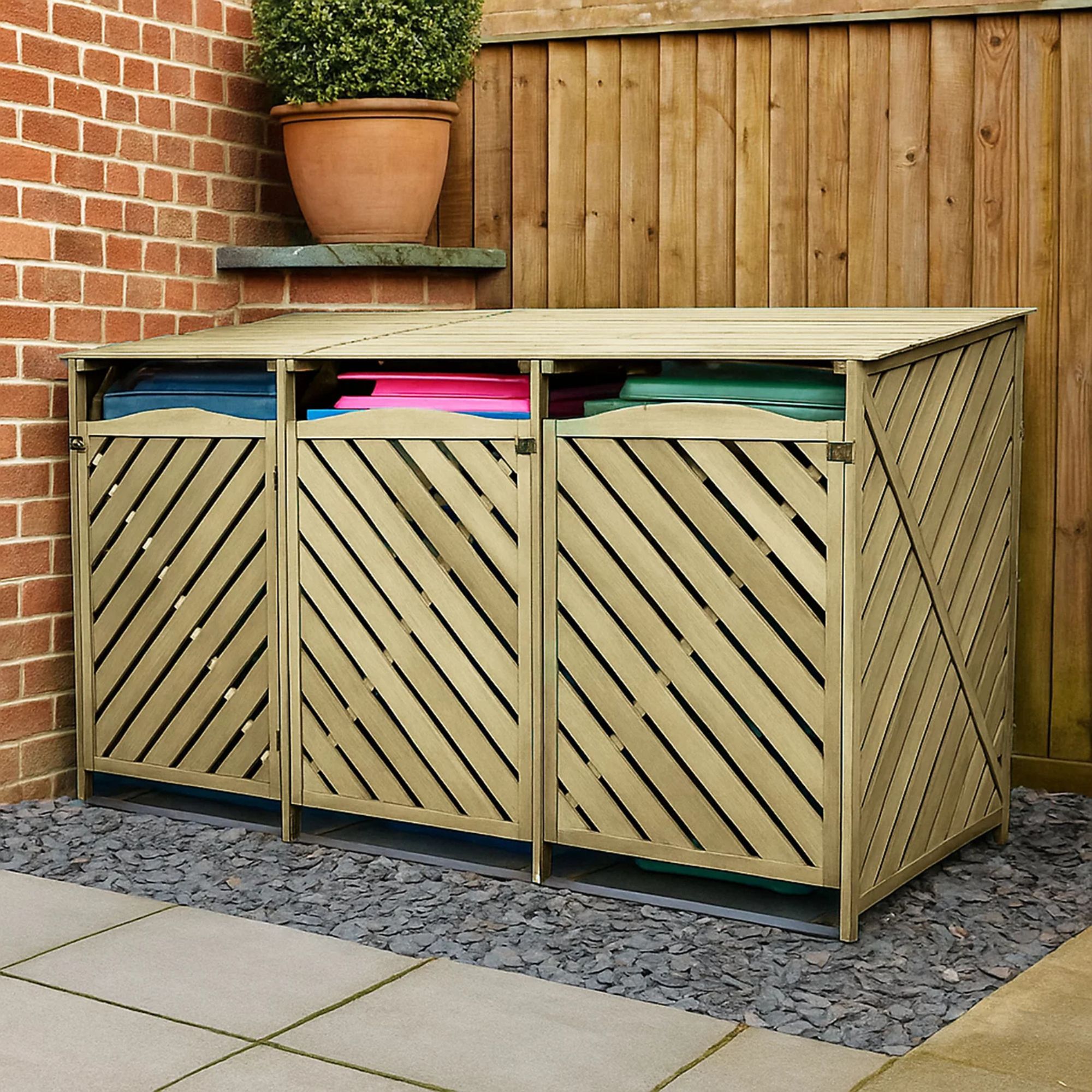 Triple Wooden Bin Store B&amp;amp;Q