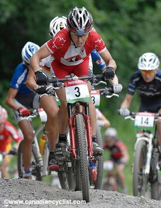 Marie-Helene Premont racing at the Mont-Sainte-Anne World Cup