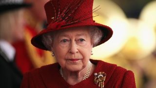 Queen Elizabeth II arrives to greet the Emir of Qatar, Sheikh Hamad bin Khalifa al Thani to her Windsor residence on October 26, 2010 in Windsor, England.