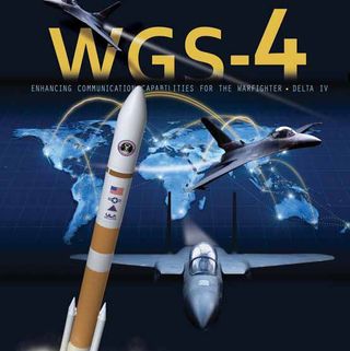 The mission poster for the Air Force's Wideband Global SATCOM 4 communications satellite mission launching on Jan. 19, 2012.