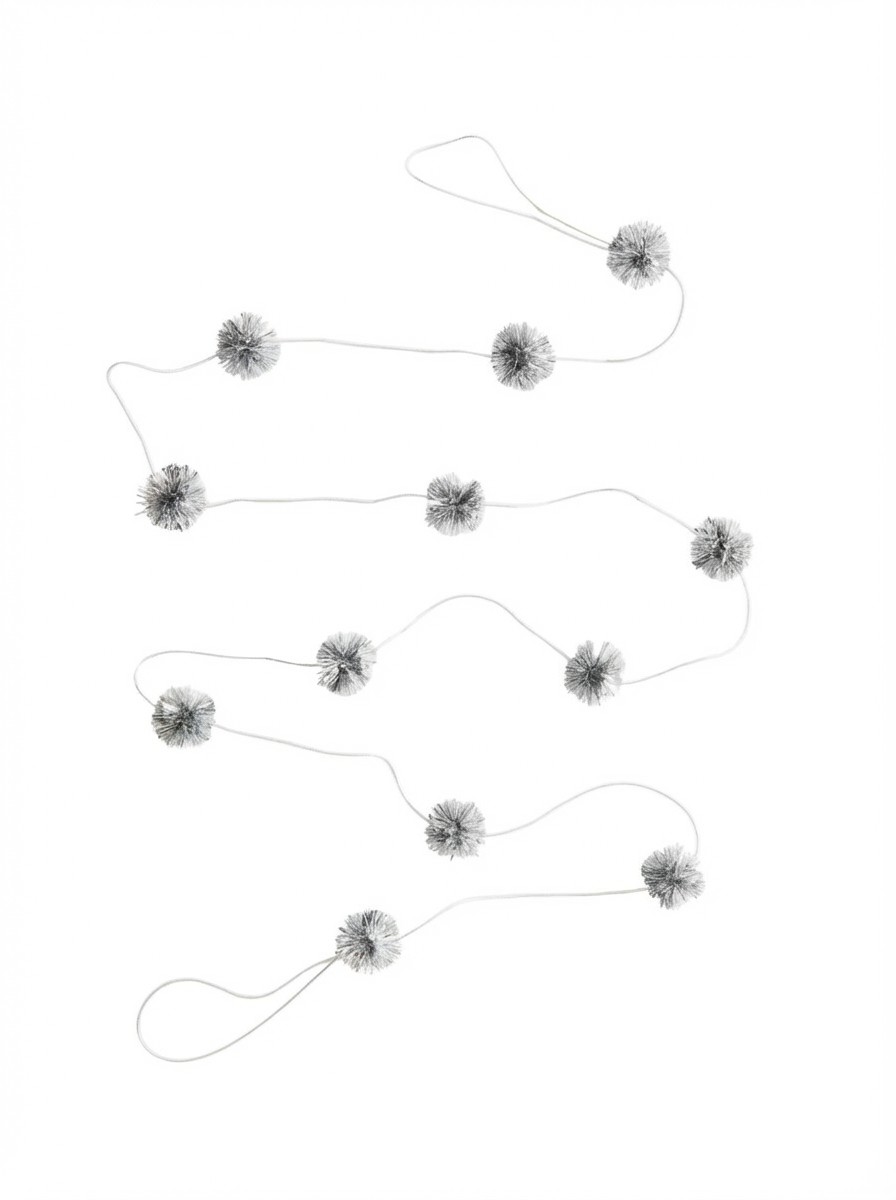 Pompom Garland - Silver-Coloured