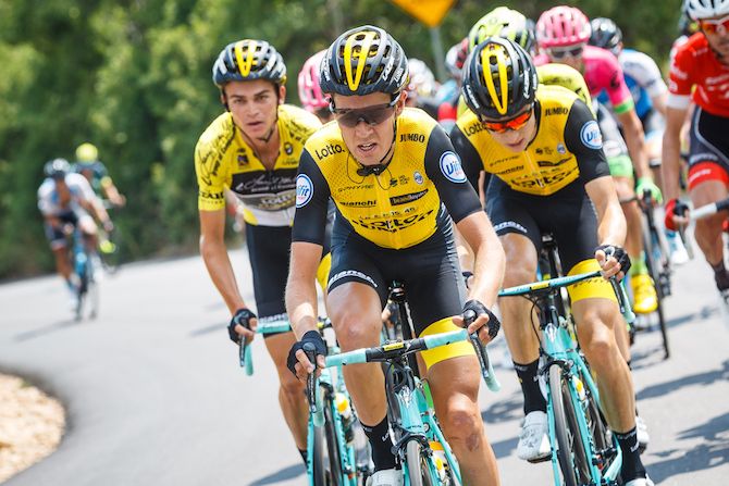 Daan Olivier (LottoNL-Jumbo) takes a pull on the front during stage 6 of the 2018 Tour of Utah