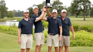 Cleeks GC with the trophy after winning LIV Golf Houston