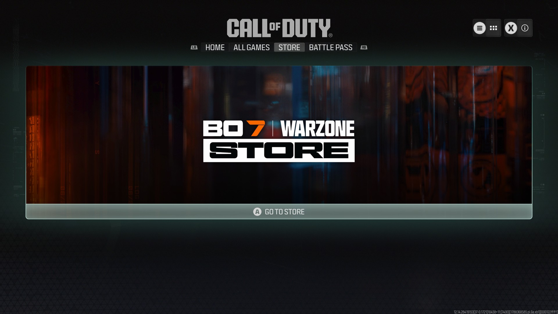 A screenshot of the store tab in the Call of Duty launcher on Xbox One