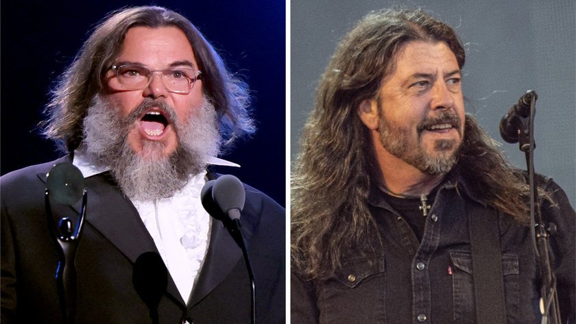 Jack Black in 2024 and Dave Grohl performing with Foo Fighters in 2024