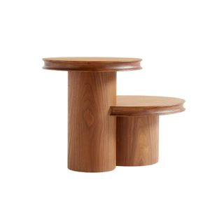 tiered side table in walnut wood finish