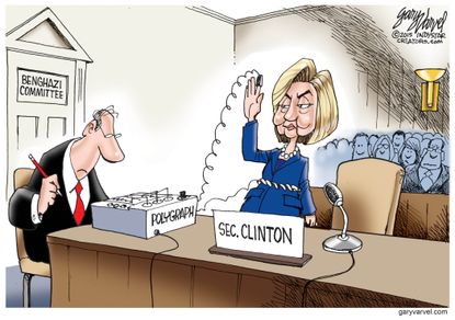 Political cartoon U.S. Benghazi Hearing Hillary Clinton