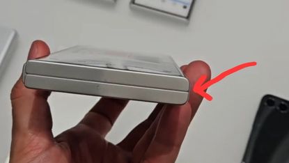 A prototype said to show the dimensions of the Samsung Galaxy Z Fold 6, in grey on a white background