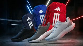 Under Armour running shoes, Adidas gym bag