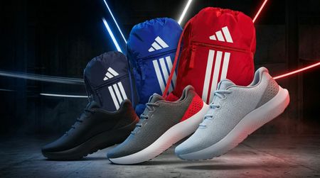 Under Armour running shoes, Adidas gym bag