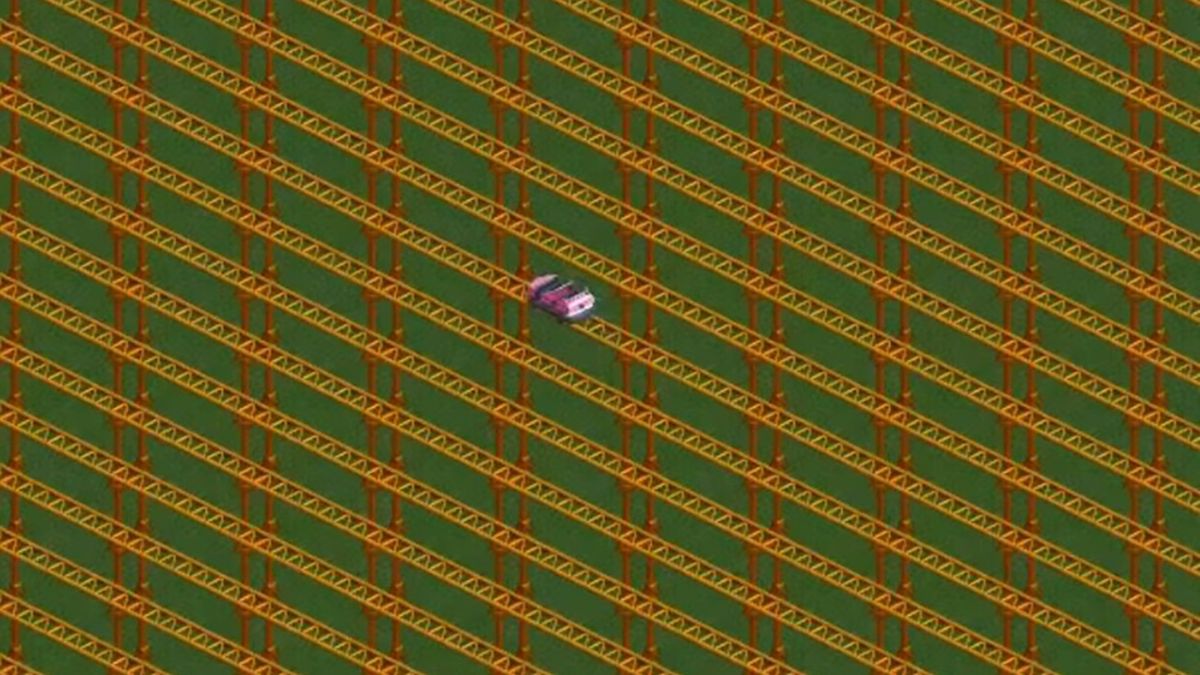 This nightmarish RollerCoaster Tycoon track takes 12 real years to complete