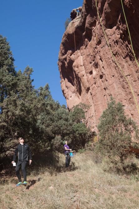 Yes, soon you'll be coming down those ropes. New Garmin riders plus staff at the team's Boulder mini-camp