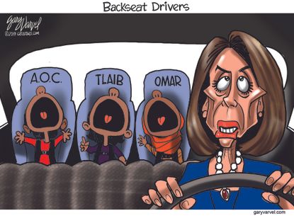 Political Cartoon U.S. Nancy Pelosi Alexandria Ocasio Cortez Omar Ilhan Rashida Tlaib