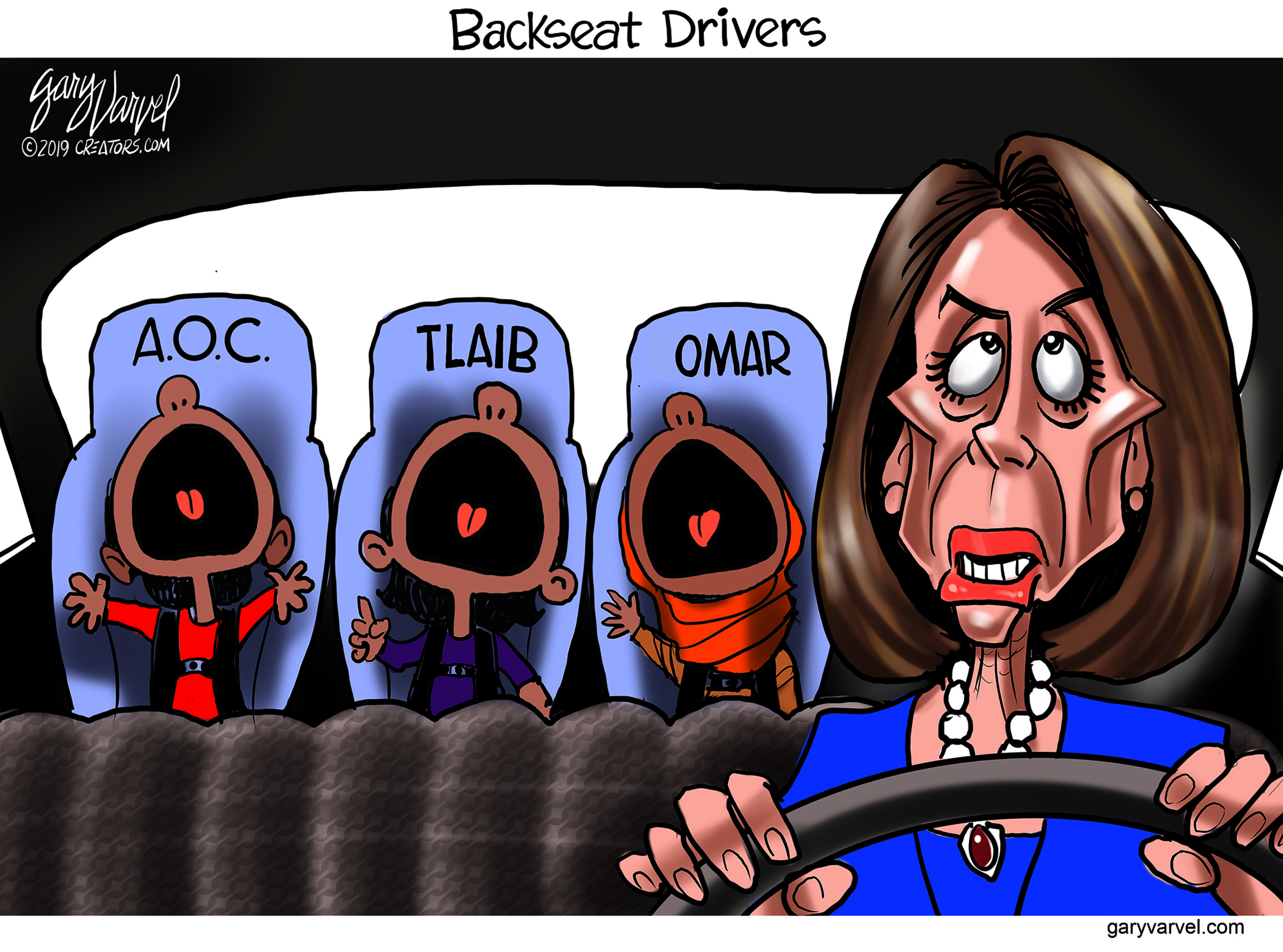 Political Cartoon U.S. Nancy Pelosi Alexandria Ocasio Cortez Omar Ilhan Rashida Tlaib