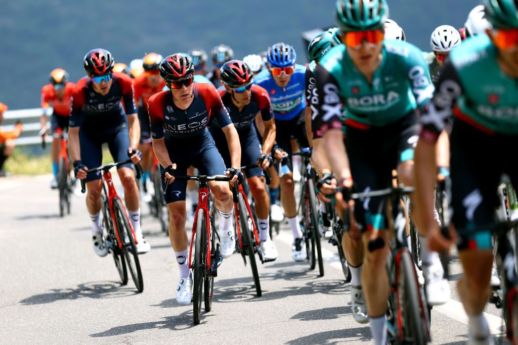 MESSINA ITALY MAY 11 Ben Tulett of United Kingdom and Team INEOS Grenadiers competes during the 105th Giro dItalia 2022 Stage 5 a 174km stage from Catania to Messina Giro WorldTour on May 11 2022 in Messina Italy Photo by Michael SteeleGetty Images