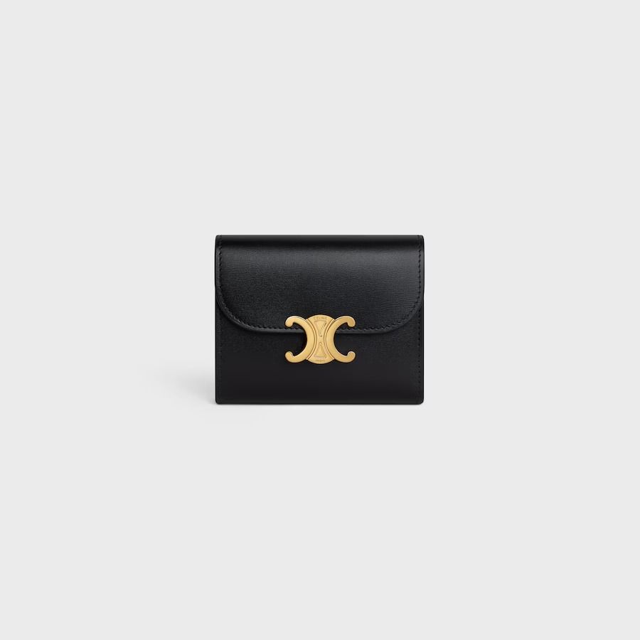 Celine, Small Flap Wallet Triomphe in Shiny Calfskin
