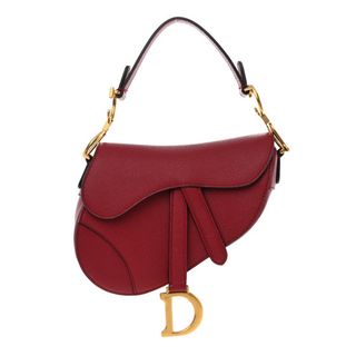 Christian Dior Grained Calfskin Mini Saddle Bag Red