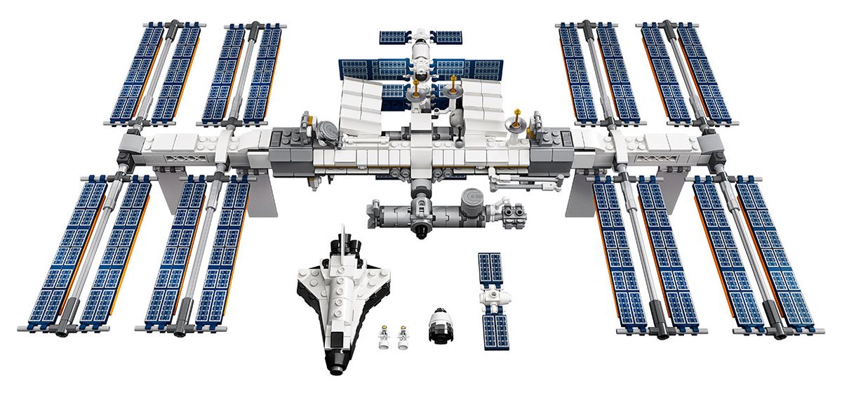 The Lego International Space Station measures 7 inches high (20 cm), 12 inches long (31 cm) and 19 inches wide (49 cm).