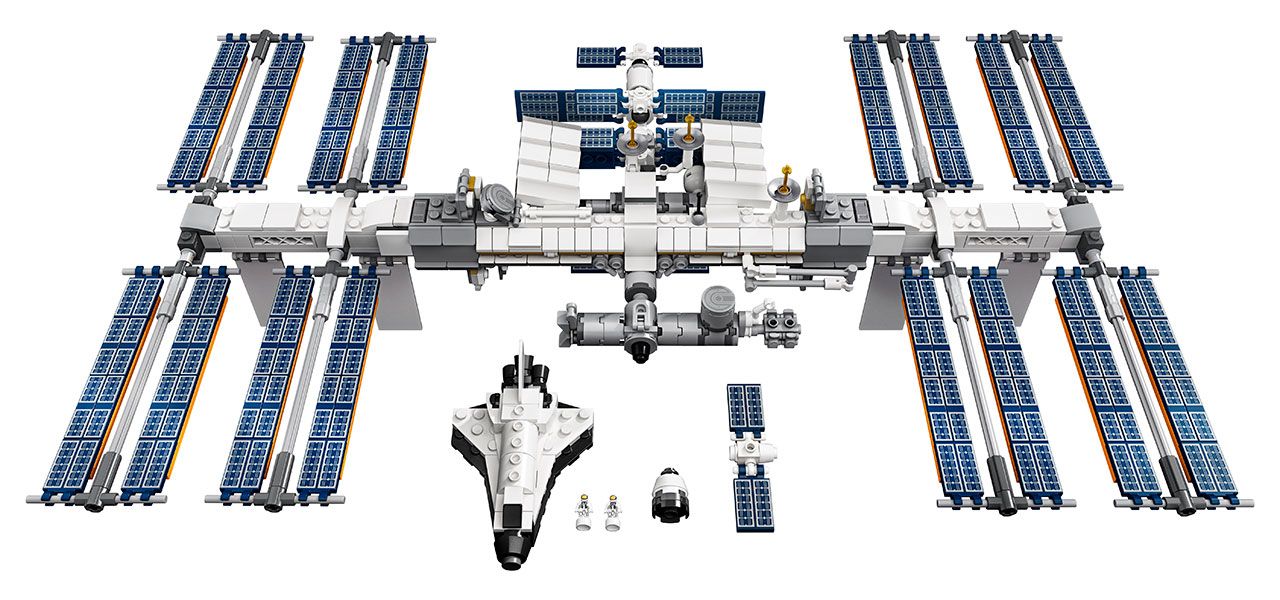 The Lego International Space Station measures 7 inches high (20 cm), 12 inches long (31 cm) and 19 inches wide (49 cm).