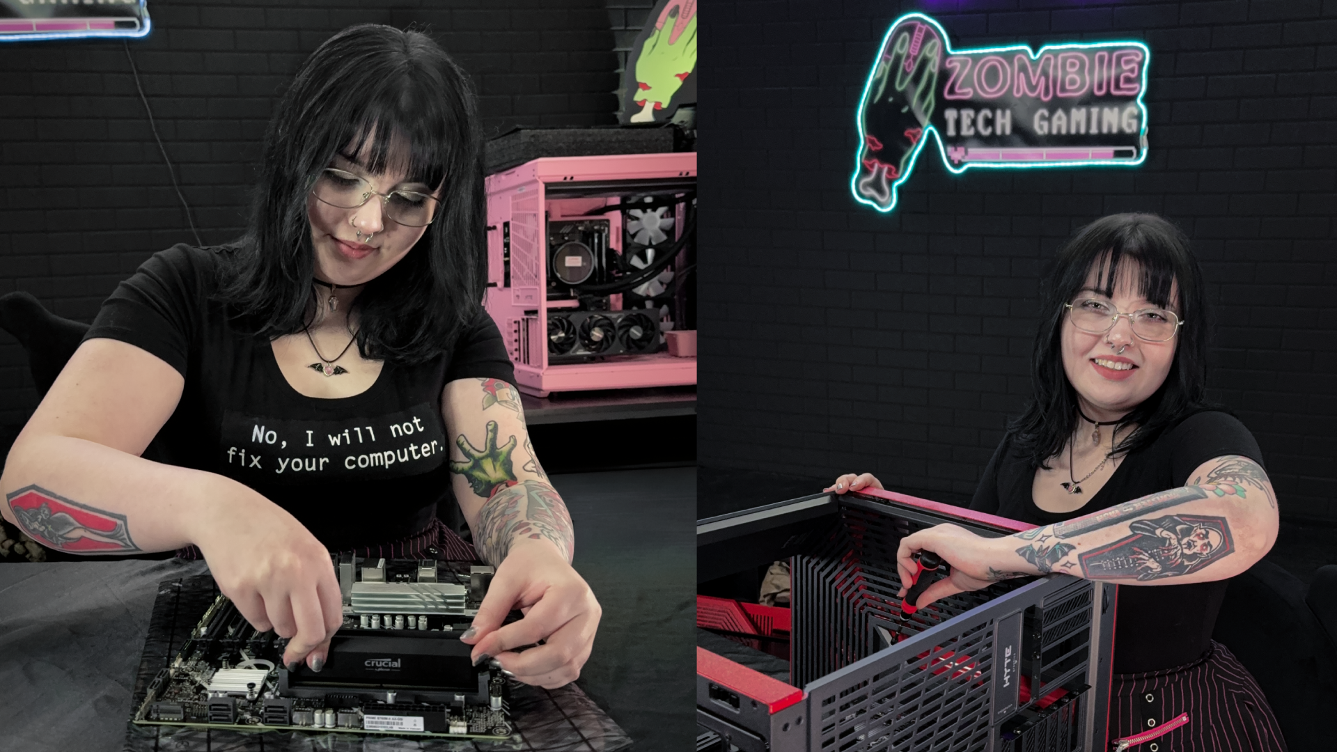 Zo&amp;euml; Baye working on a recent PC build.