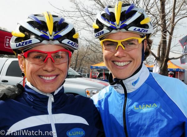 Katerina Nash (left) and Luna team-mate Georgia Gould (right).