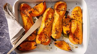 A dish of roasted butternut squash