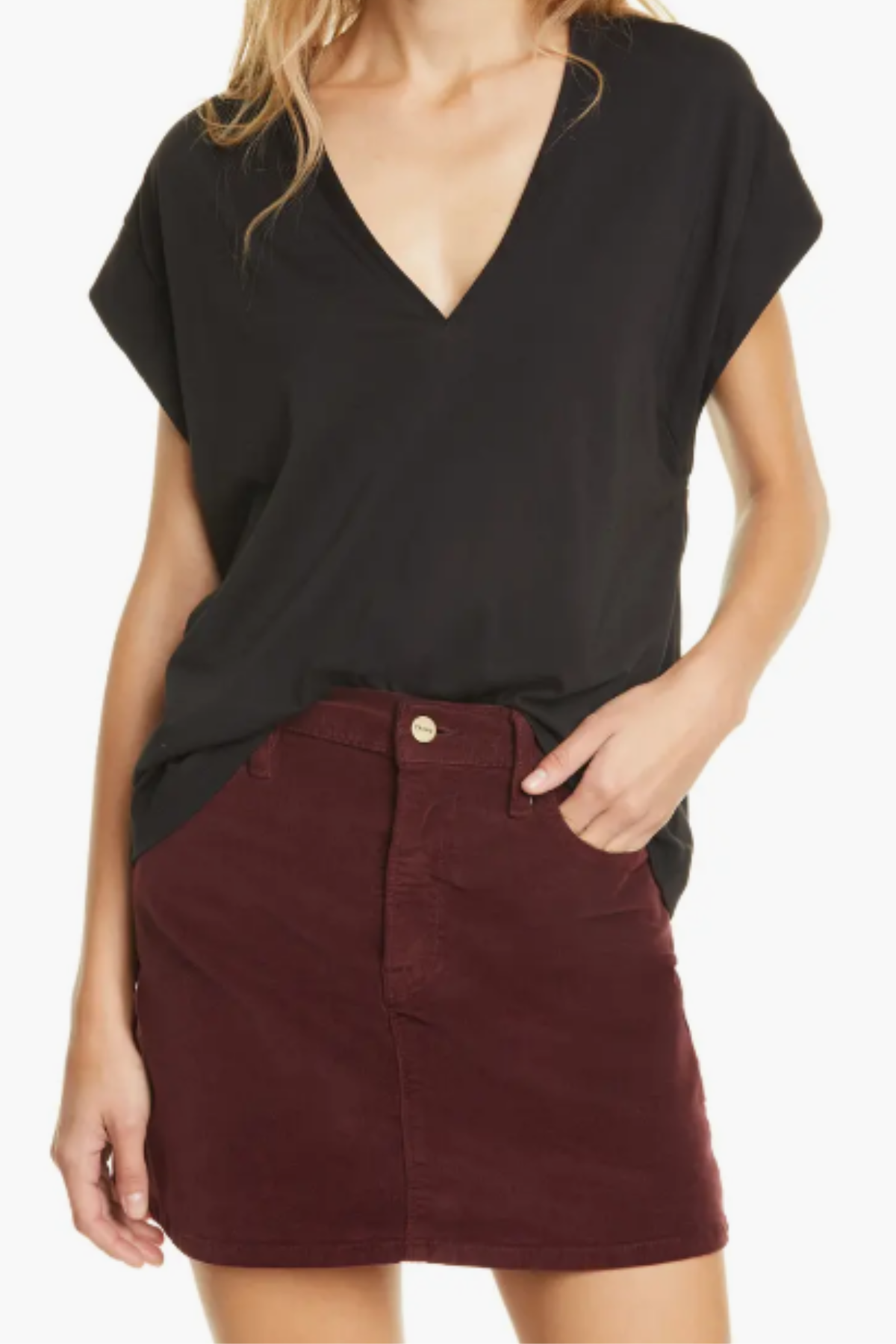 FRAME Le Mid Rise V-Neck Tee
