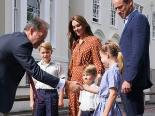 Prince William, Kate Middleton, Prince George, Princess Charlotte and Prince Louis meet head of Lambrook school