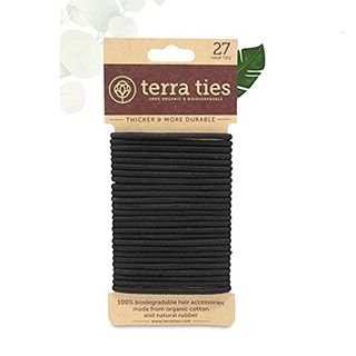 BIODEGRADABLE Elastic Hair Ties for Women & Men - Organic No Crease Black Hair Tie Ponytail Holders and Hairties for Buns - Plastic Free Hairbands for Women and Mens Hair - 5mm (27 count)