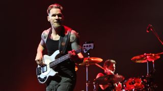 Tim Commerford of Rage Against the Machine performs at Madison Square Garden on August 08, 2022 in New York City.