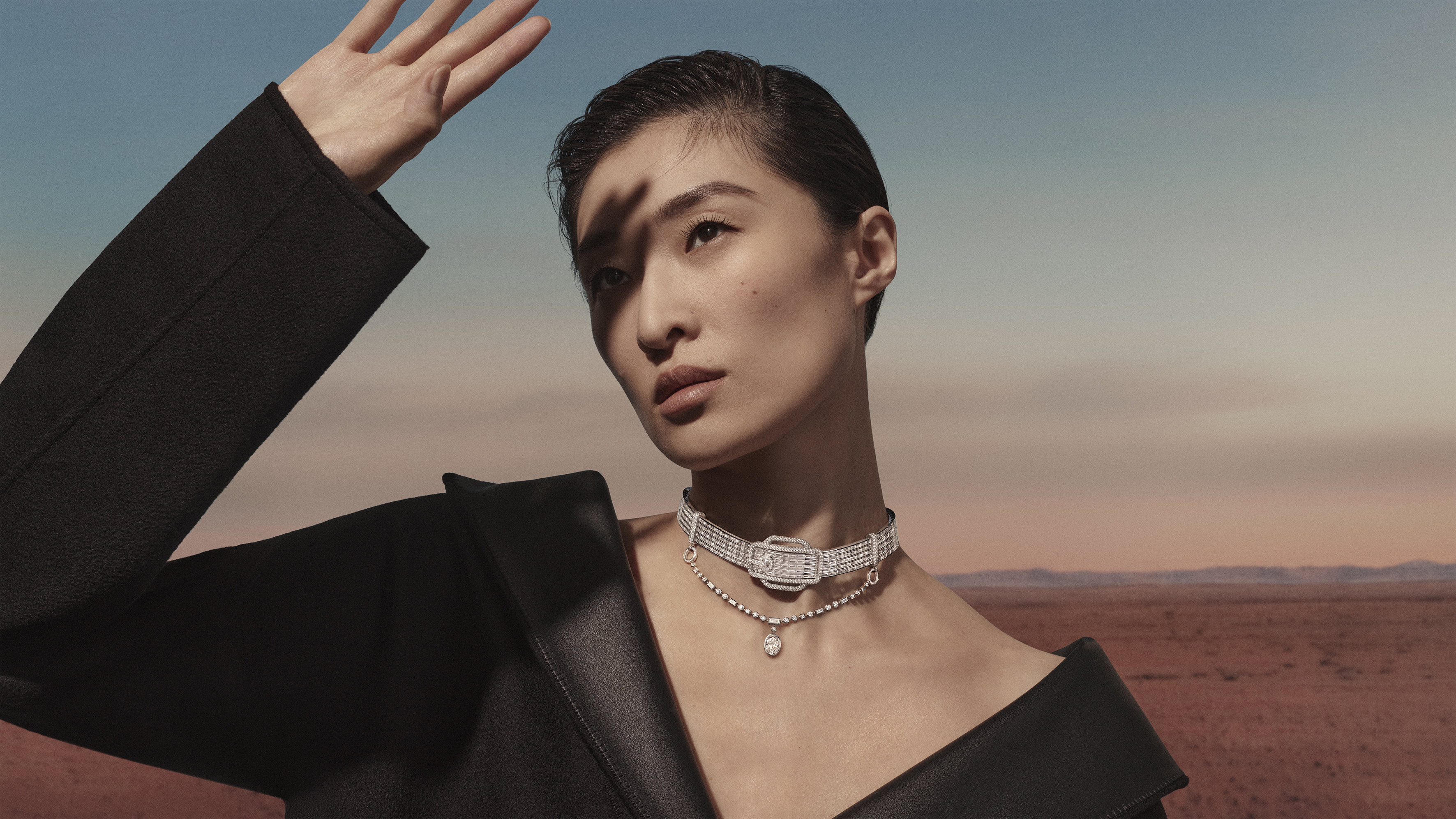 hermes high jewellery worn on a model