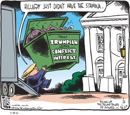 Political cartoon U.S. Trump's White House stamina