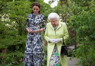 Kate Middleton and Queen Elizabeth at the 2019 RHS Chelsea Flower Show in London on May 20, 2019