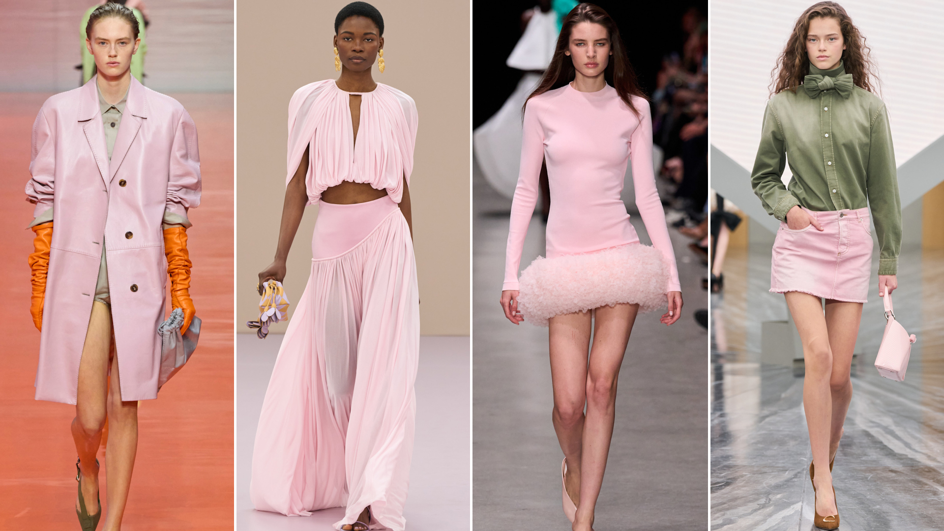 collage of peony pink on Spring 2026 runways