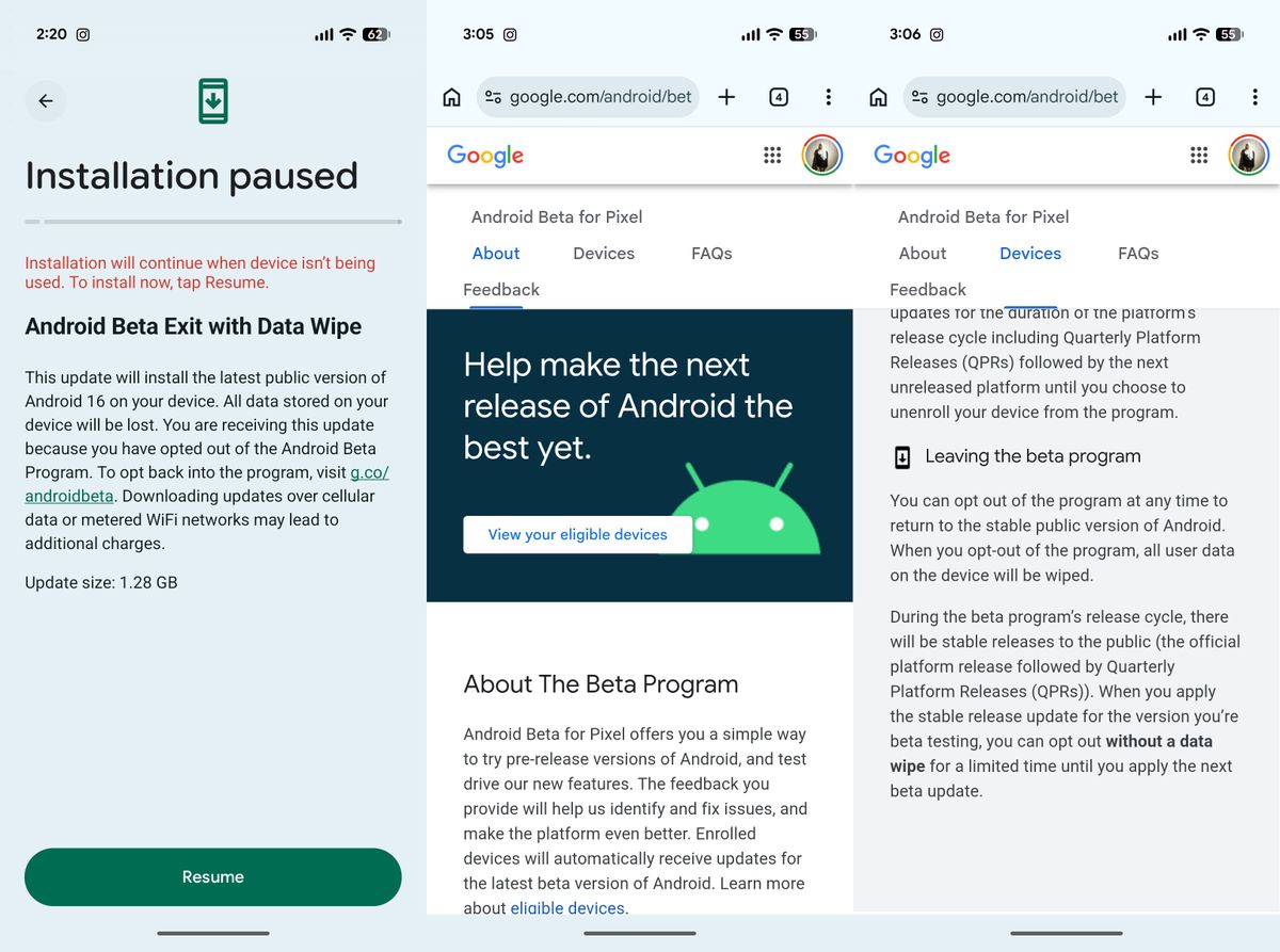 How to exit the Android Beta for Pixel program