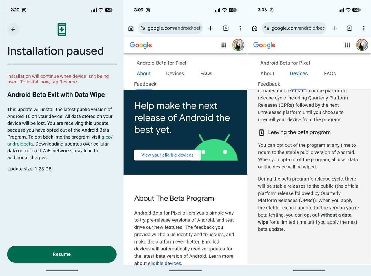 How to exit the Android Beta for Pixel program